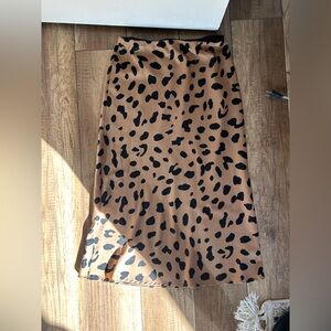 Vici cheetah satin midi skirt